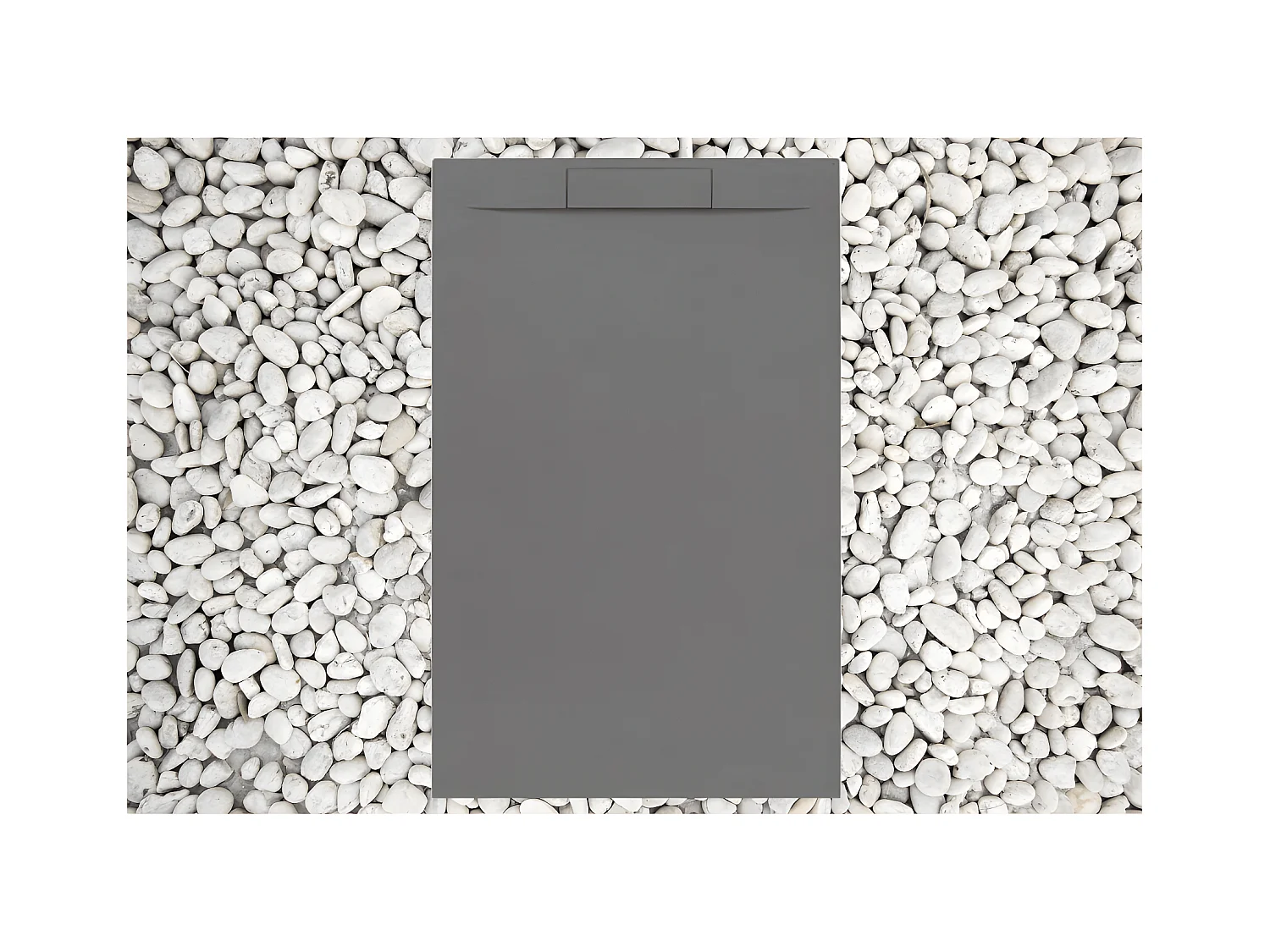 Duschwanne 140X90 cm GRAU RAL 7037 Vulcano Line PLUS aus Harz und Marmorpulver mit seitlichem Gitter aus MARMORHARZ