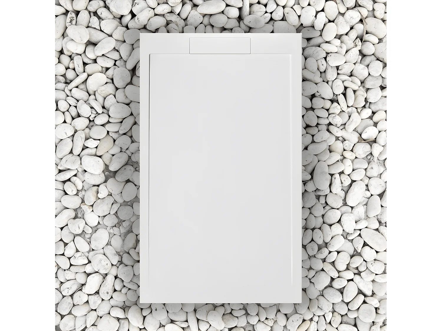 DUSCHWANNE 140X90 cm Bianco Vulcano Line SLIM aus Harz und Marmorpulver mit seitlichem Gitter aus MARMORHARZ