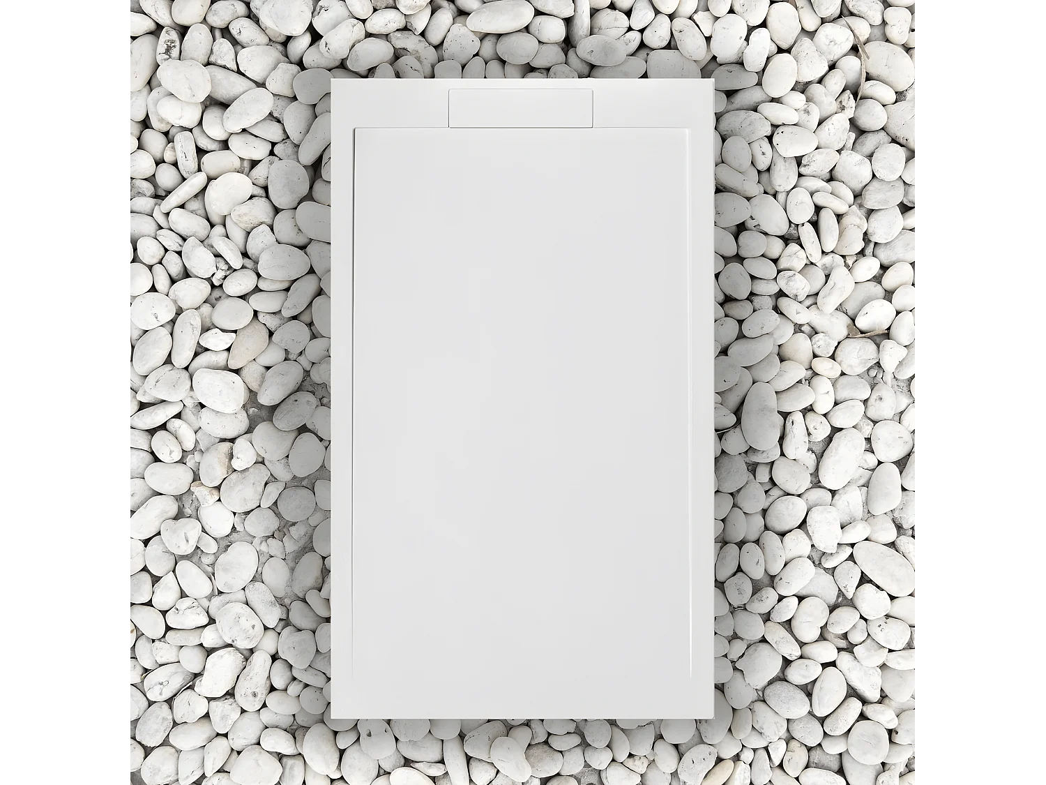 DUSCHWANNE 140X90 cm Bianco Vulcano Line SLIM aus Harz und Marmorpulver mit seitlichem Gitter aus MARMORHARZ