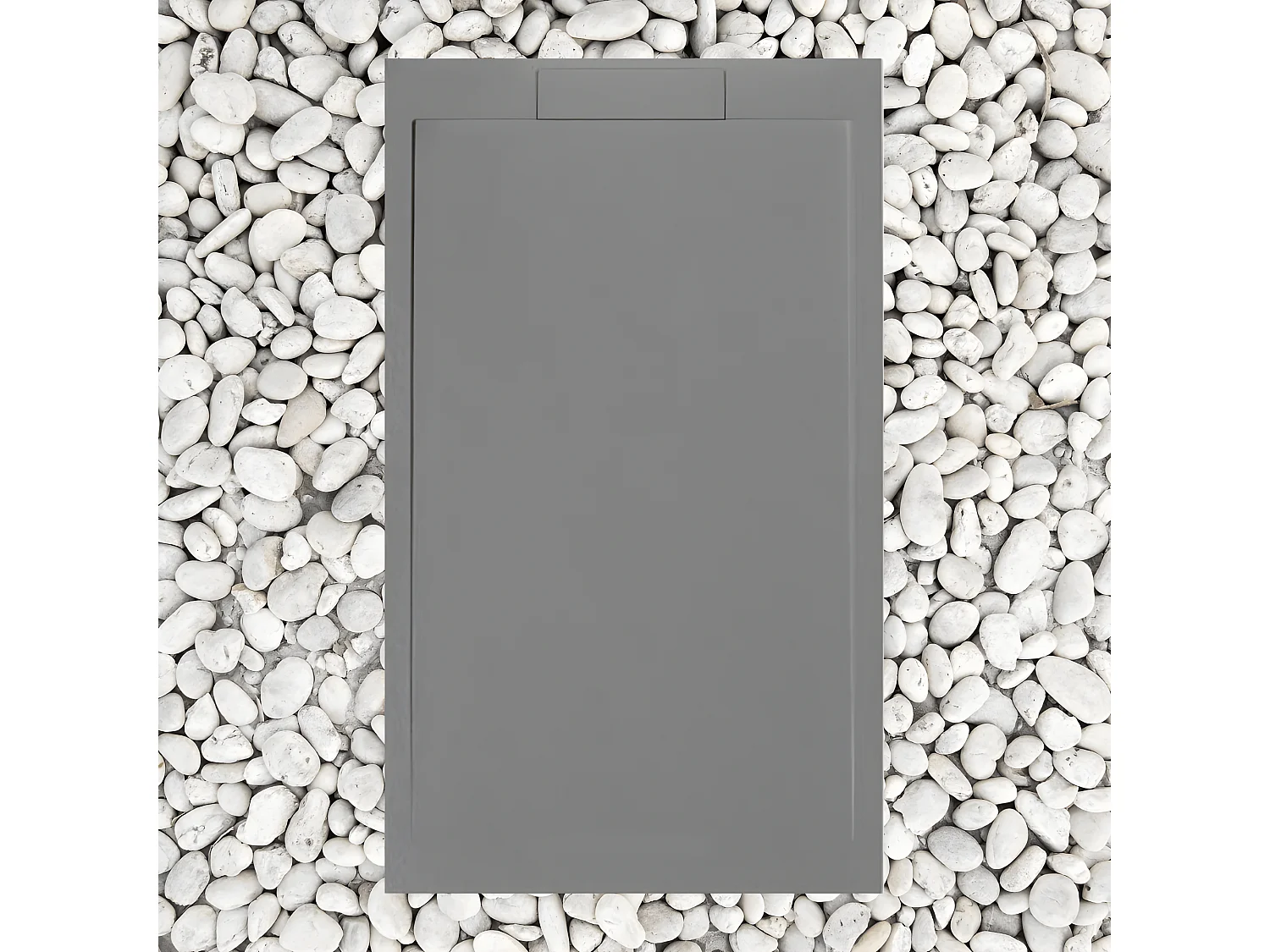 RECEVEUR DE DOUCHE 180X90 cm GRIS Ral 7037 Ligne Vulcano SLIM en résine et poudre de marbre avec grille latérale en résine de marbre