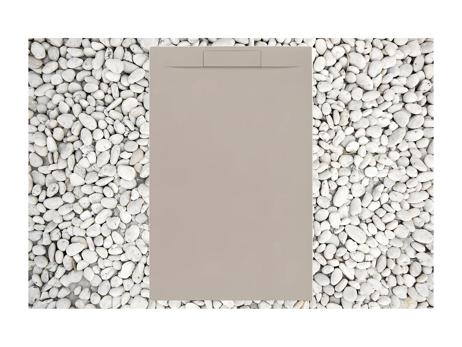 Piatto Doccia 75X90 cm Moka RAL 1001 Vulcano Line PLUS In Resina e Polvere Di Marmo Con Griglia Laterale IN MARMORESINA