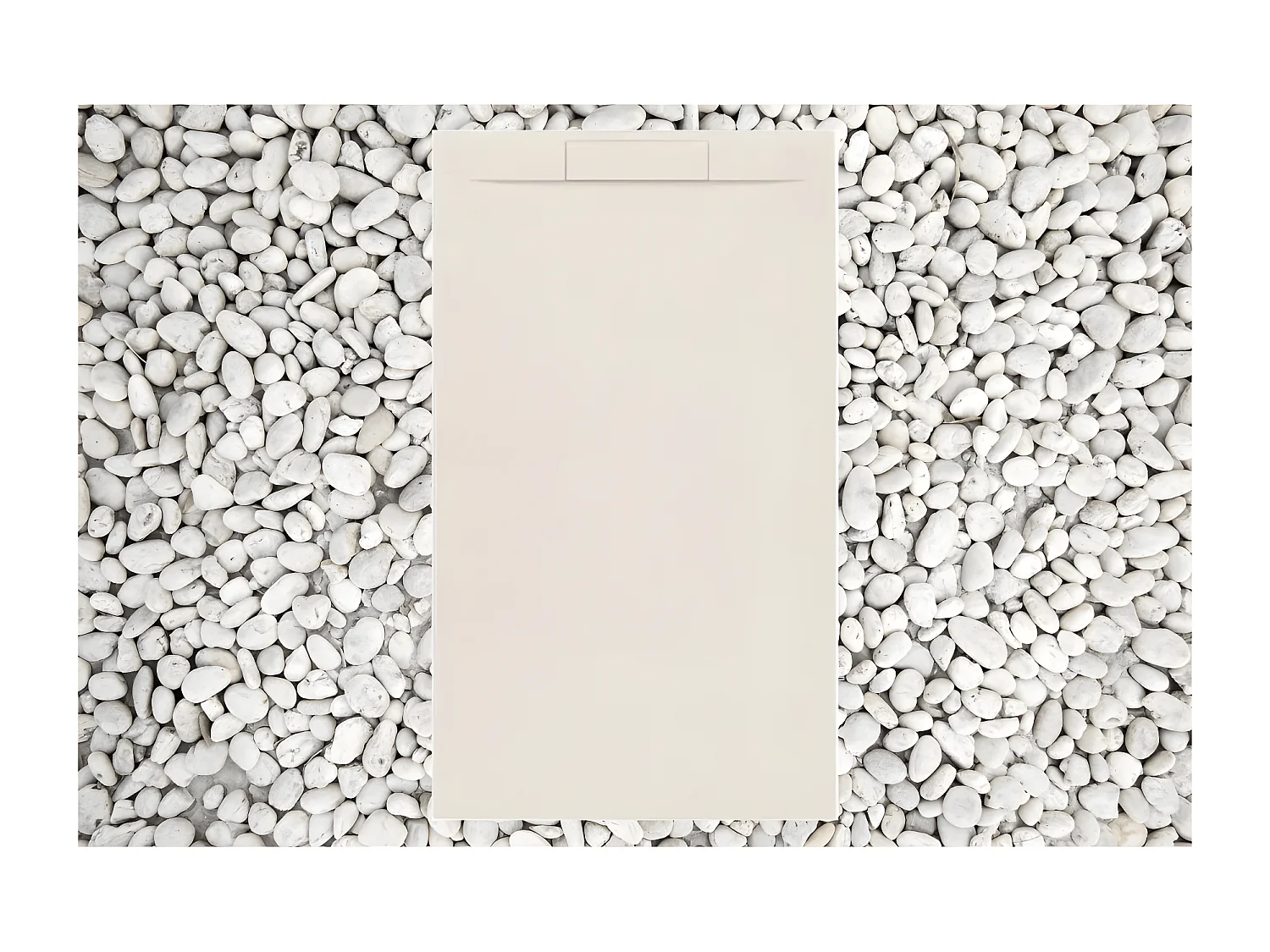 Receveur de douche 200X85 cm BEIGE Ligne Vulcano PLUS en résine et poudre de marbre avec grille latérale en résine de marbre