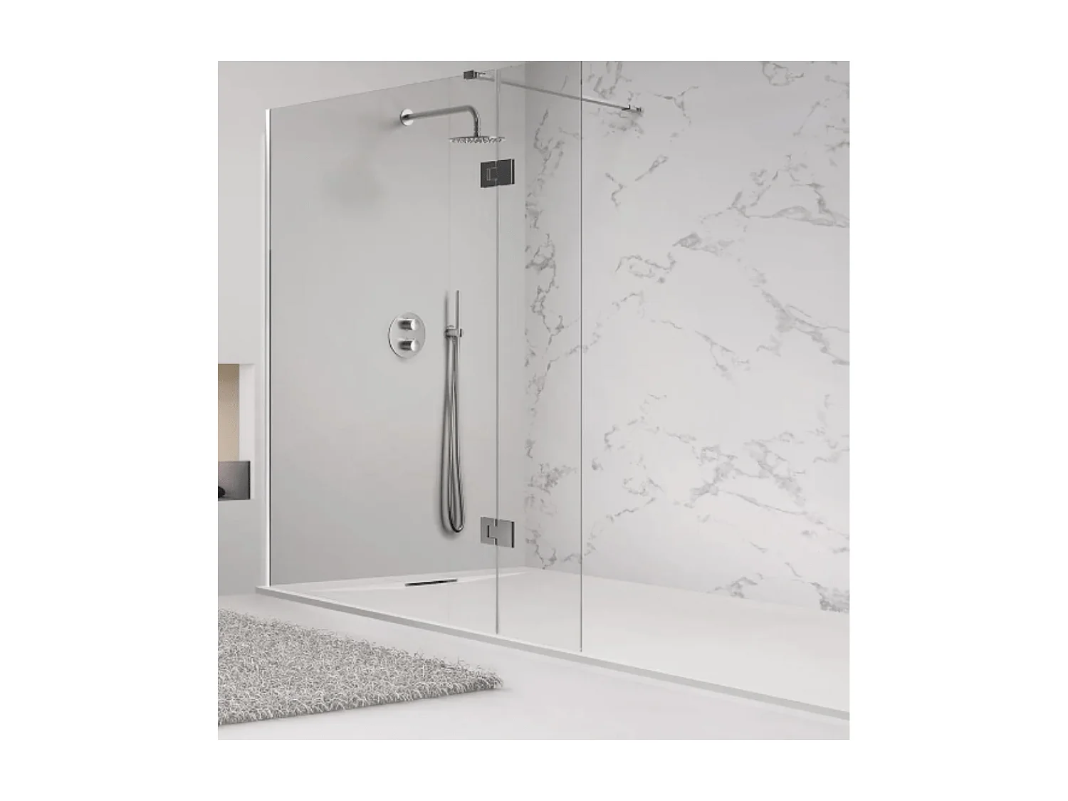 Receveur de douche 200X85 cm BEIGE Ligne Vulcano PLUS en résine et poudre de marbre avec grille latérale en résine de marbre