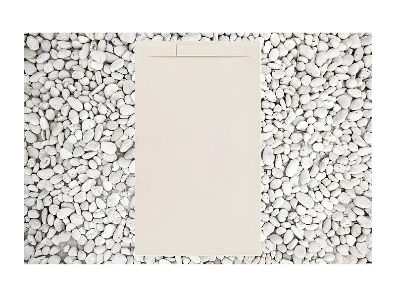 Receveur de douche 200X85 cm BEIGE Ligne Vulcano PLUS en résine et poudre de marbre avec grille latérale en résine de marbre