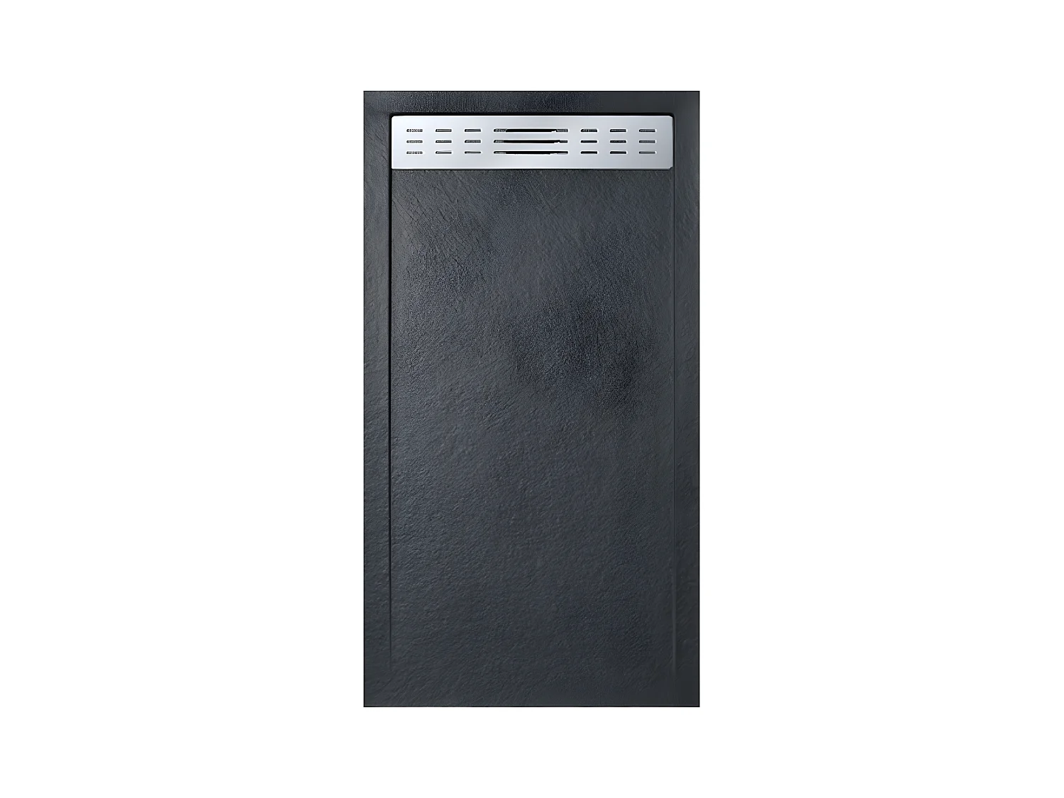 Duschwanne 80X155 cm mit Seitengitter Vulcano Line Extra Slim Schwarz aus Kunstharz und Marmorpulver mit Ablauf