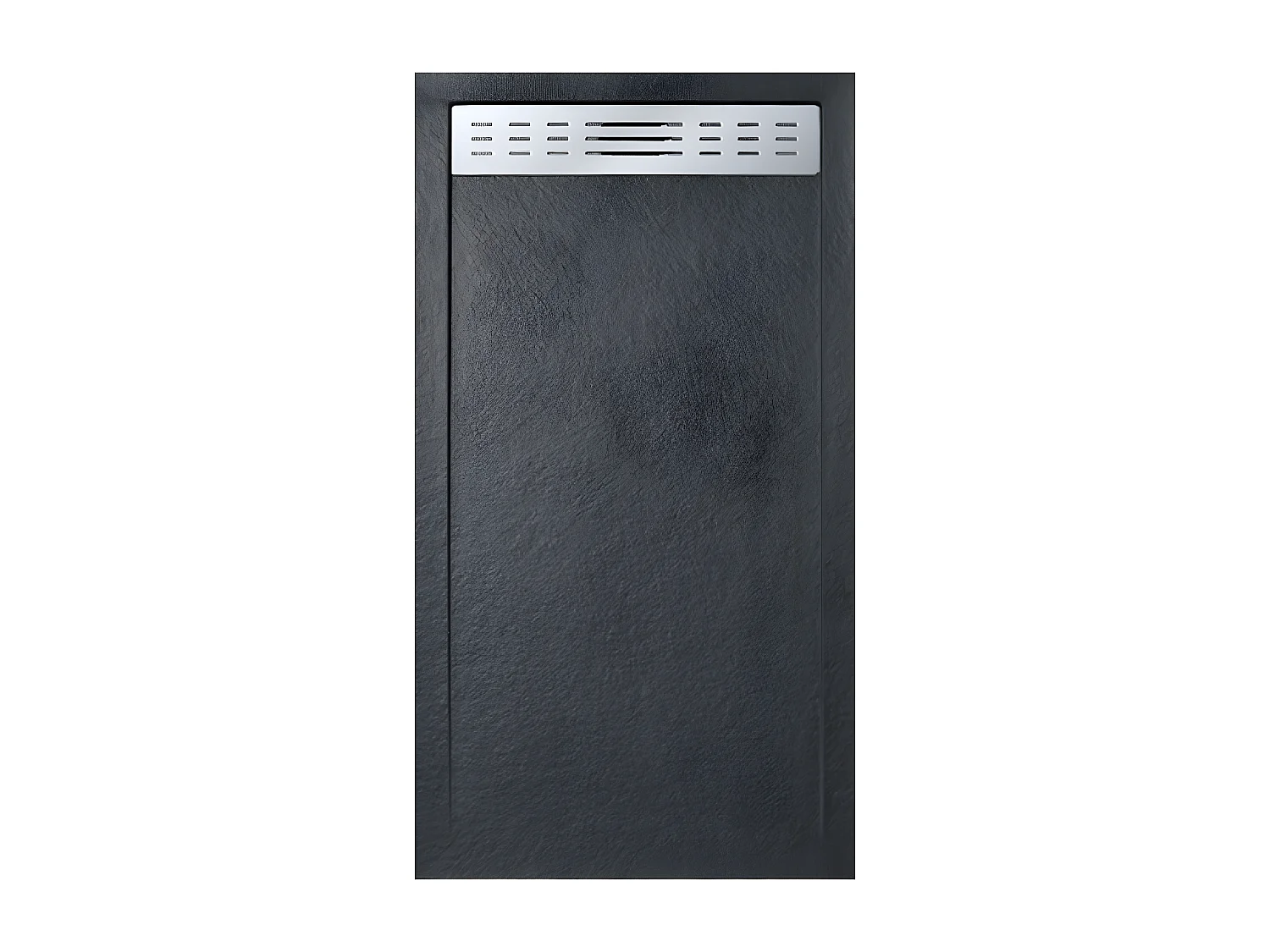 Receveur de douche 90X120 cm avec grille latérale Vulcano Line Extra Slim noir en résine synthétique et poudre de marbre avec drain