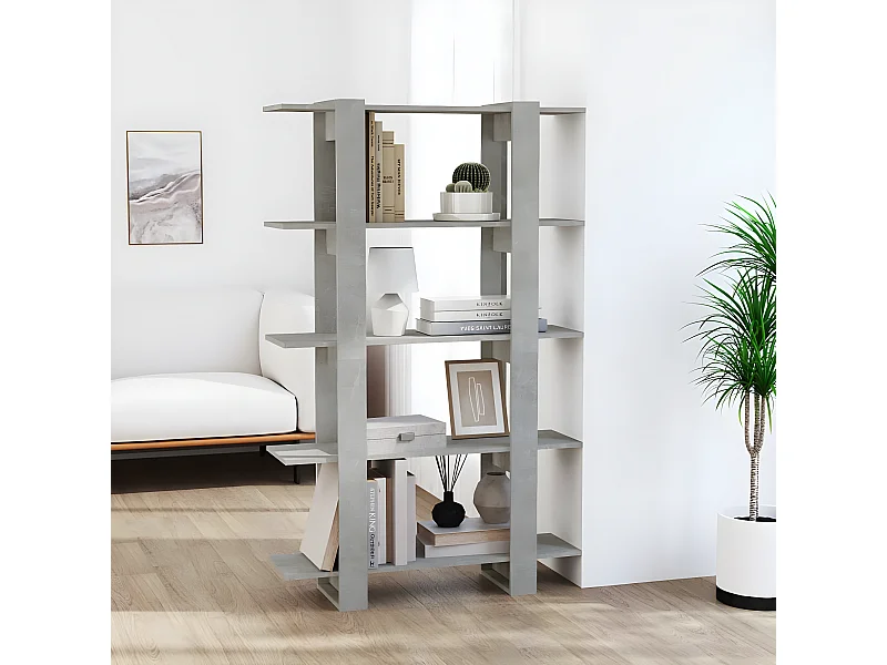 Bibliothèque/Séparateur de pièce Gris béton 100x30x160 cm