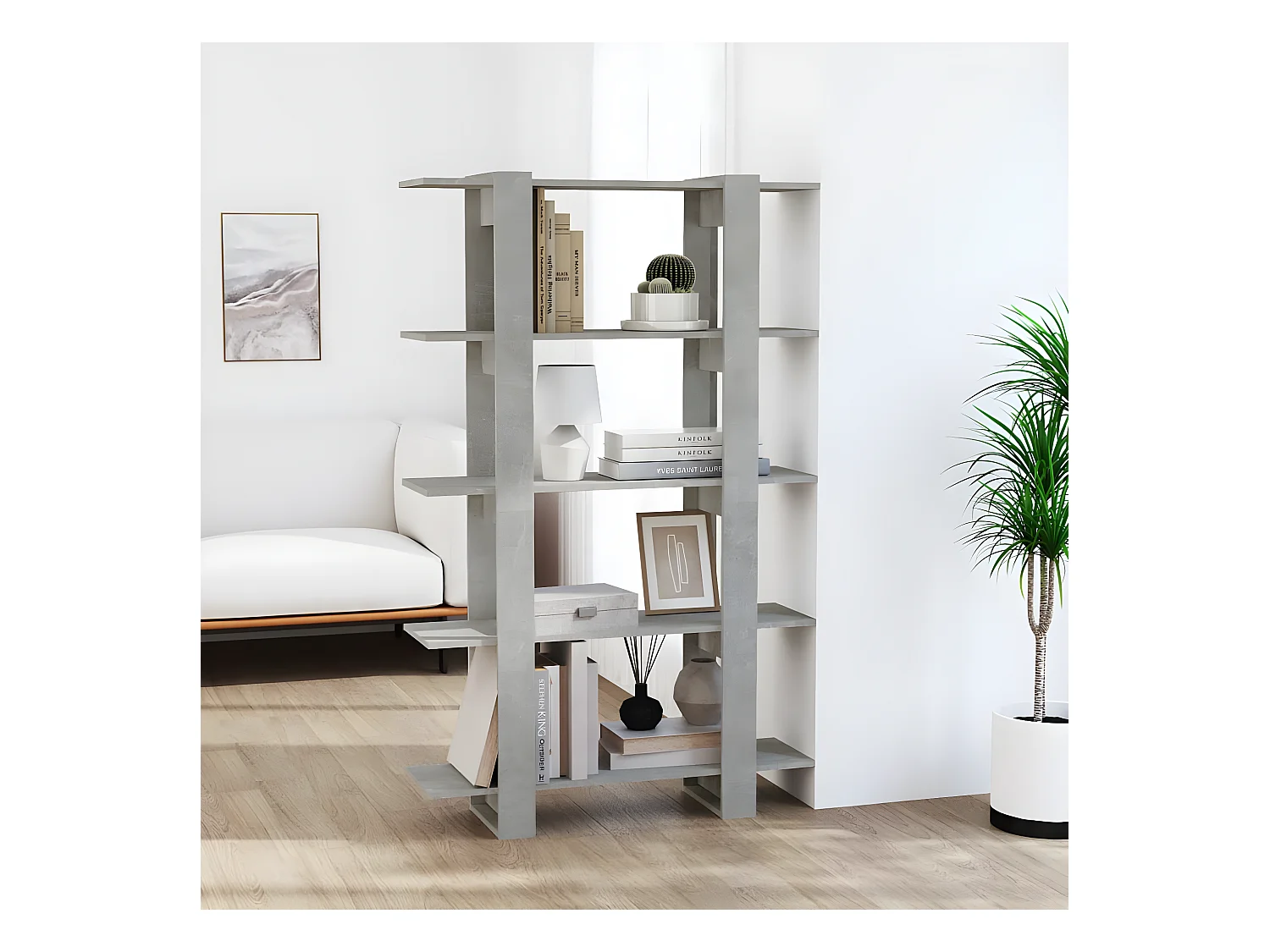 Bibliothèque/Séparateur de pièce Gris béton 100x30x160 cm