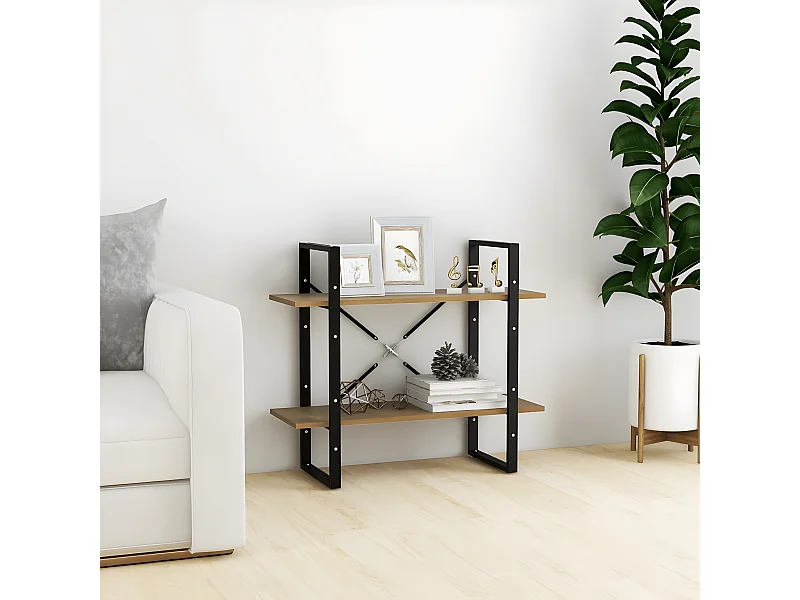 Estante com 2 prateleiras 80x30x70 cm pinho maciço castanho