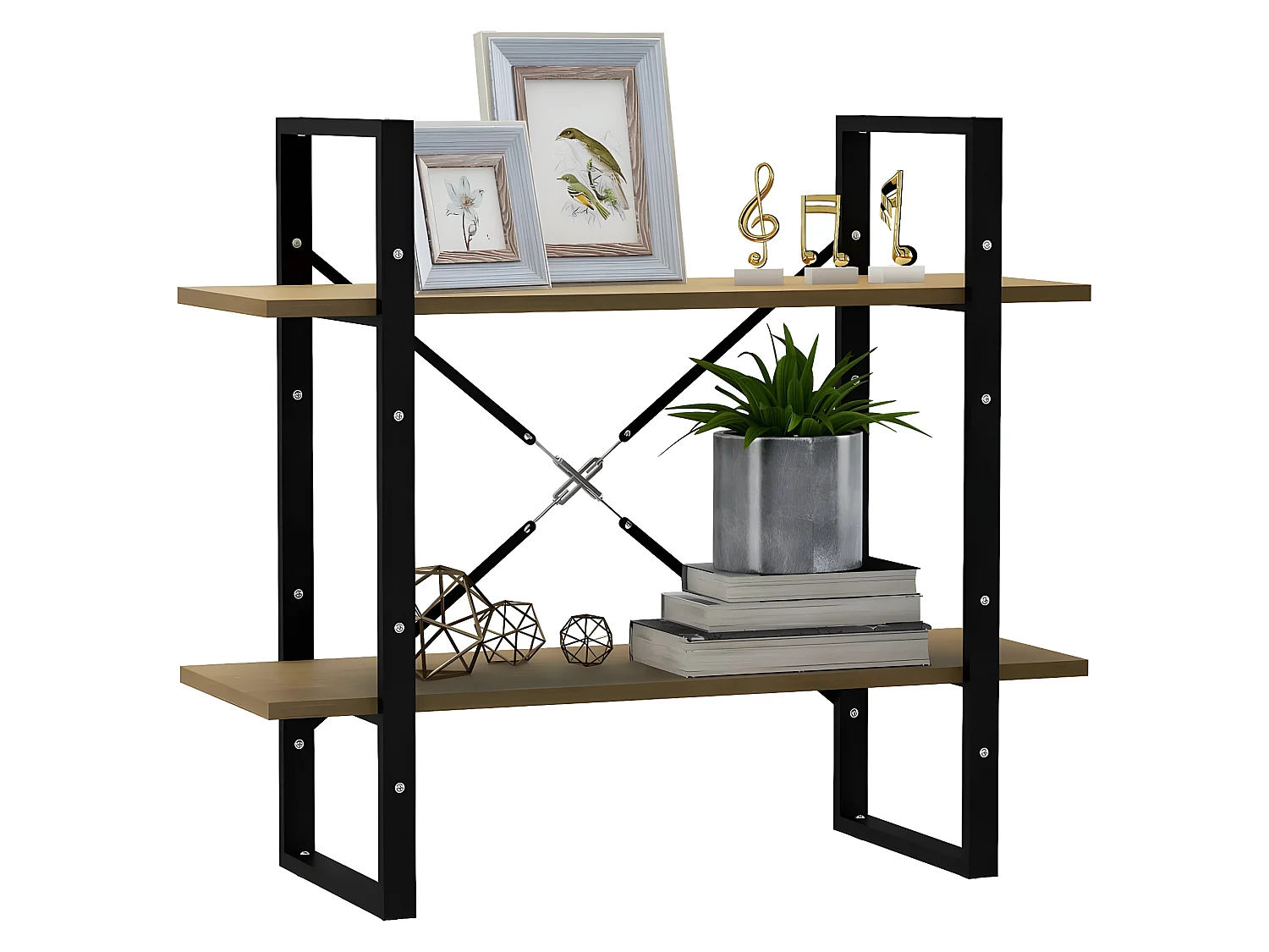 Bibliothèque à 2 niveaux Marron 80x30x70 cm Bois de pin massif