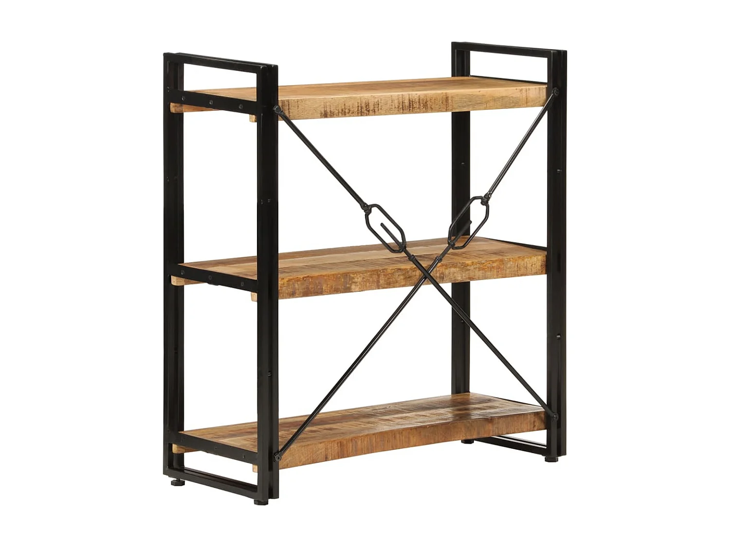 Estantería de 3 alturas hierro y madera maciza mango 77x30x80cm