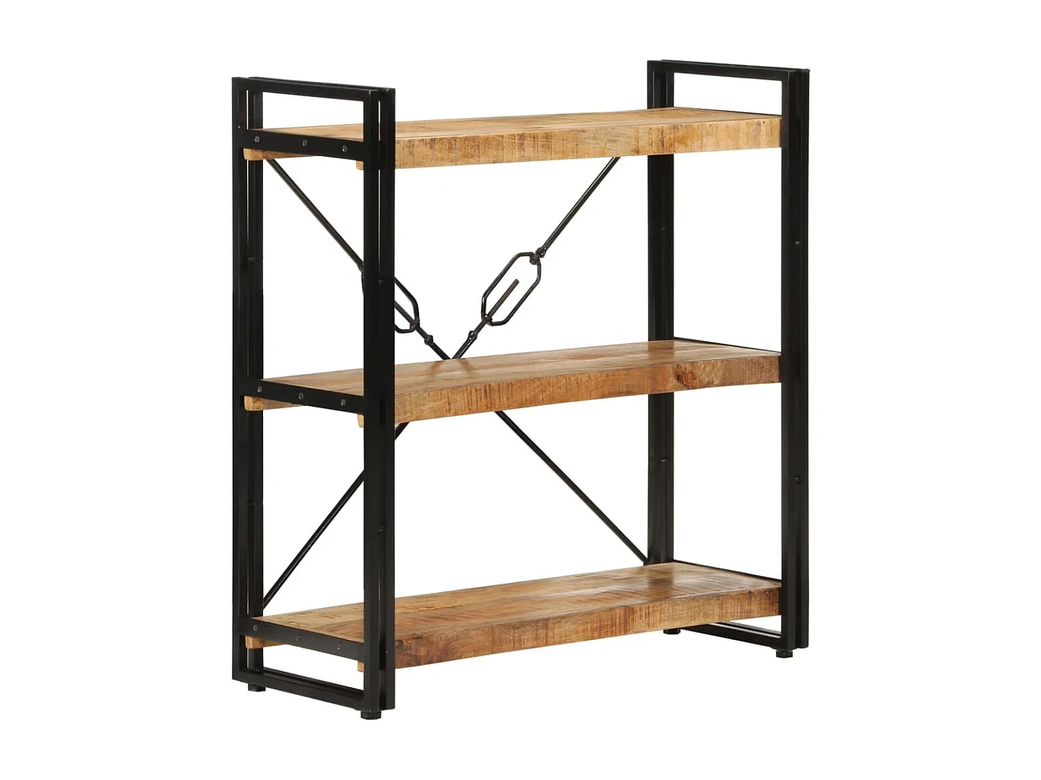 Estantería de 3 alturas hierro y madera maciza mango 77x30x80cm
