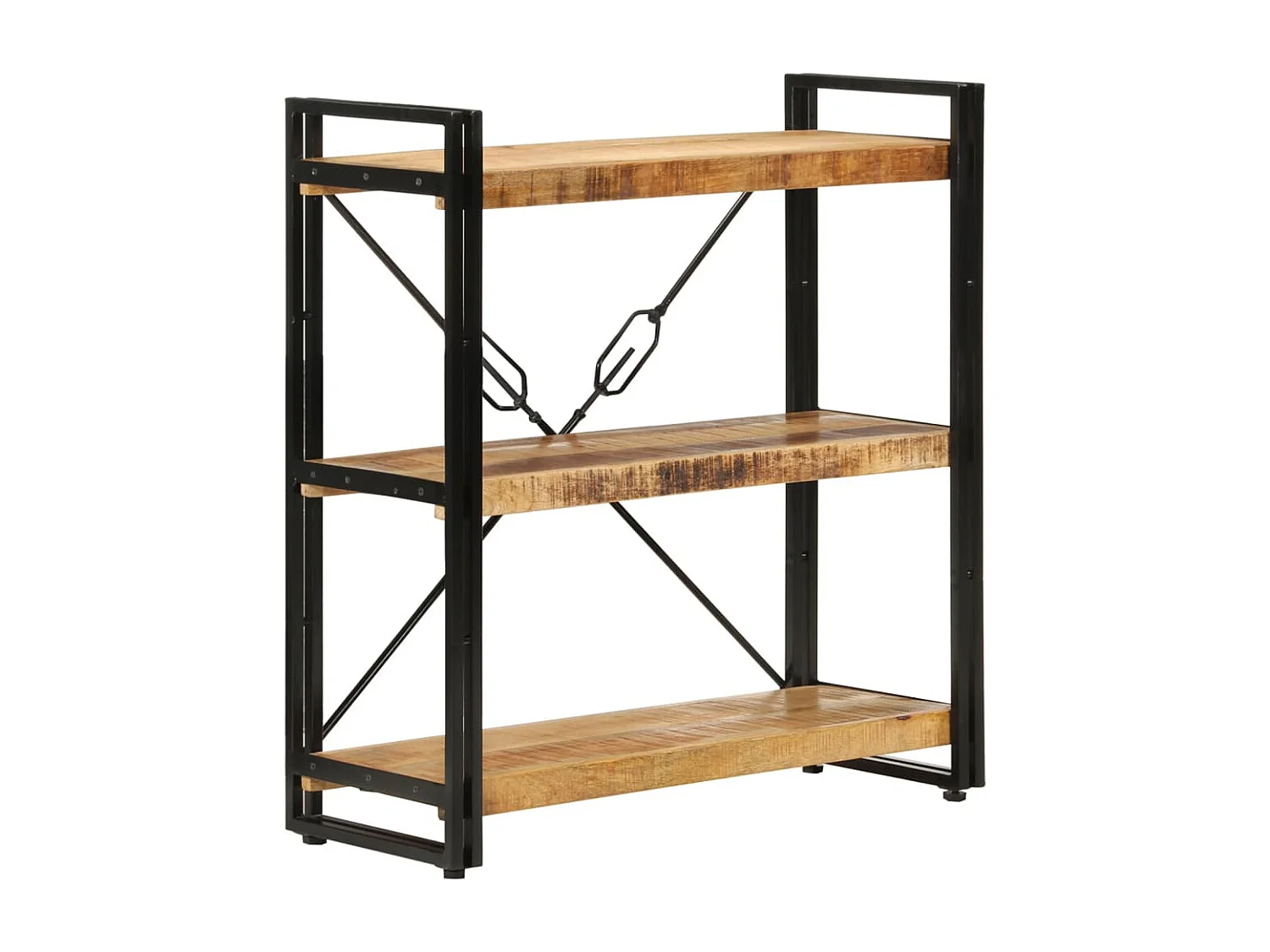 Estantería de 3 alturas hierro y madera maciza mango 77x30x80cm