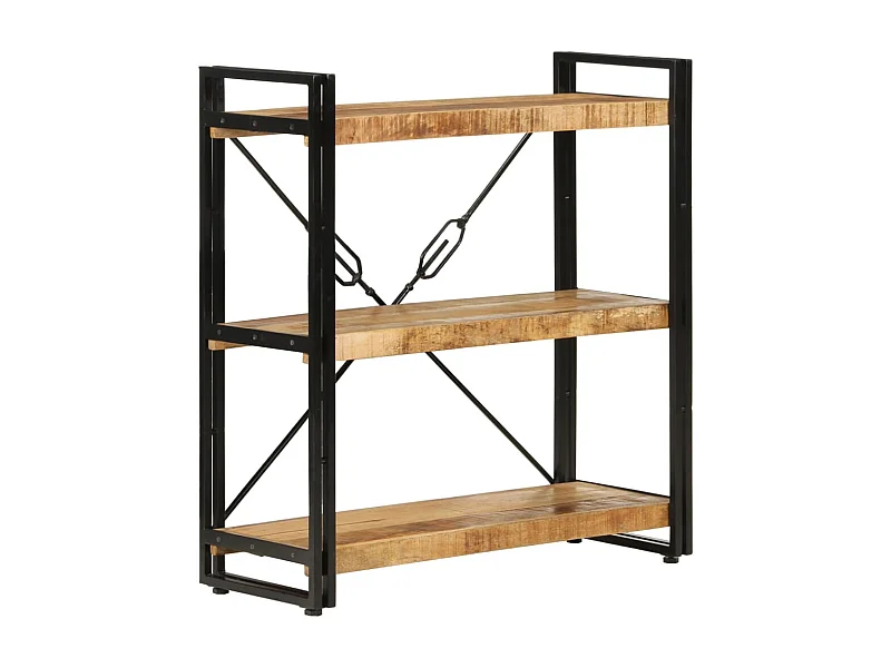 Estantería de 3 alturas hierro y madera maciza mango 77x30x80cm