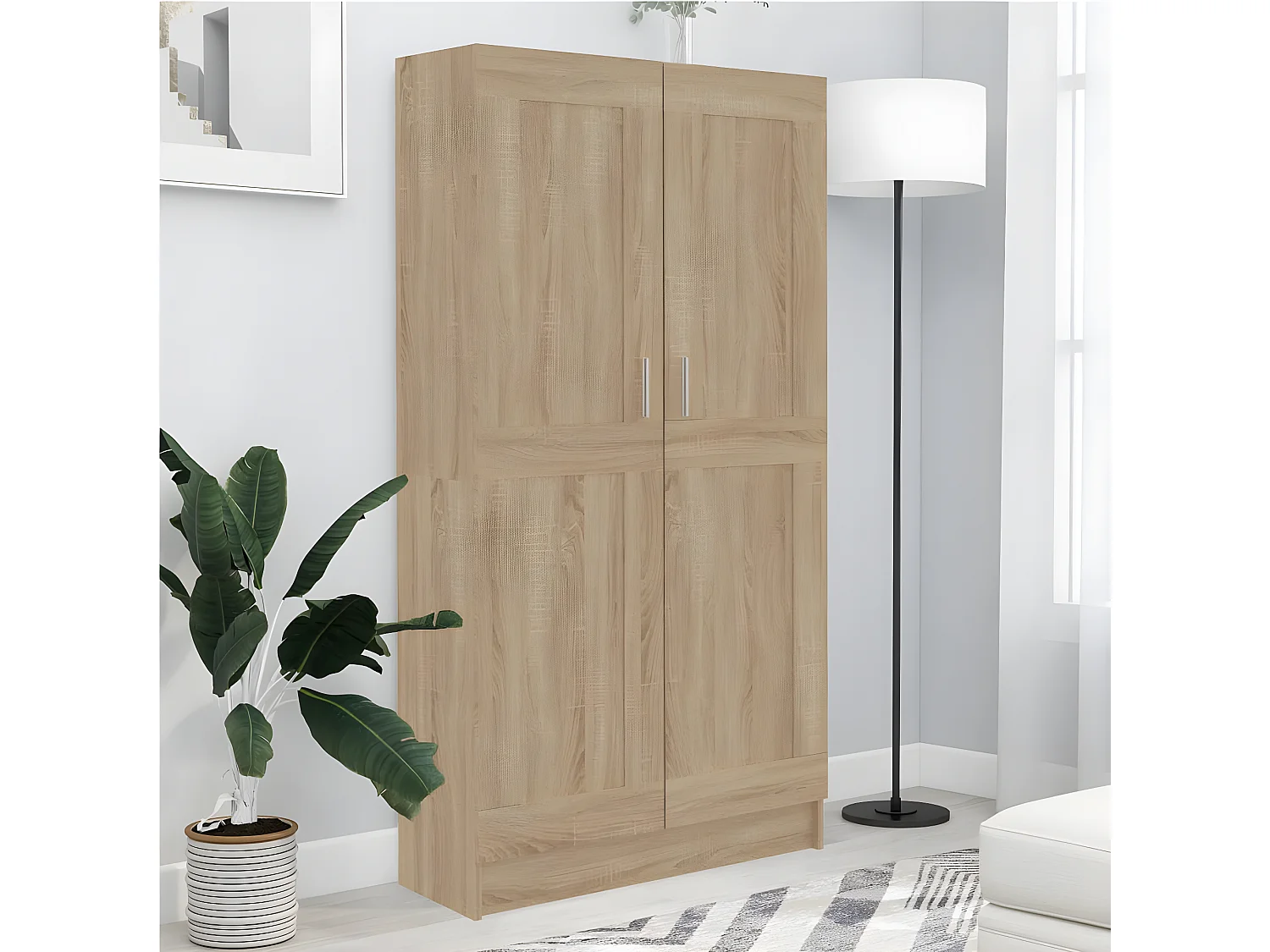 Armario de libros contrachapada color roble 82,5x30,5x150 cm