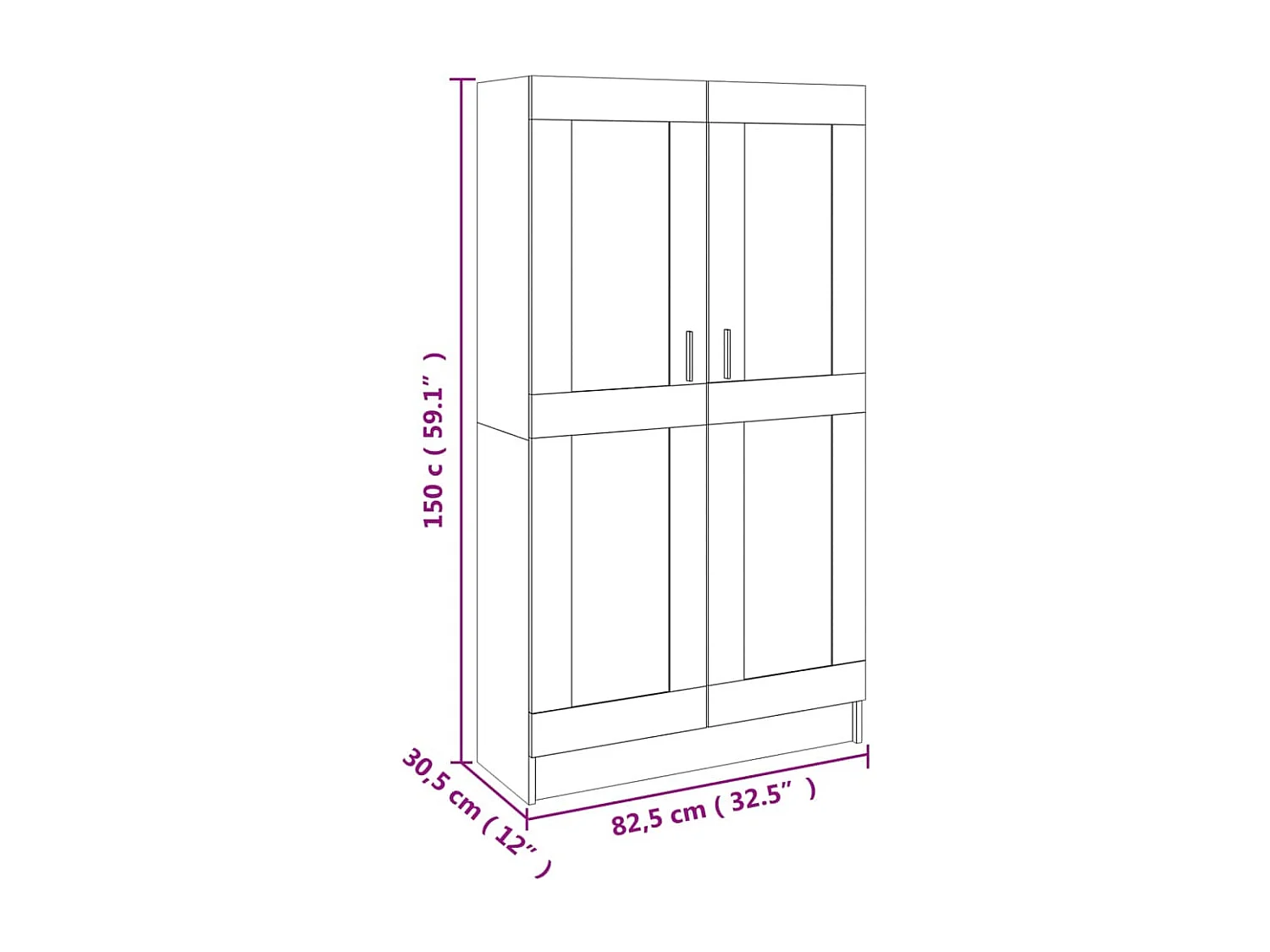 Armario de libros contrachapada color roble 82,5x30,5x150 cm