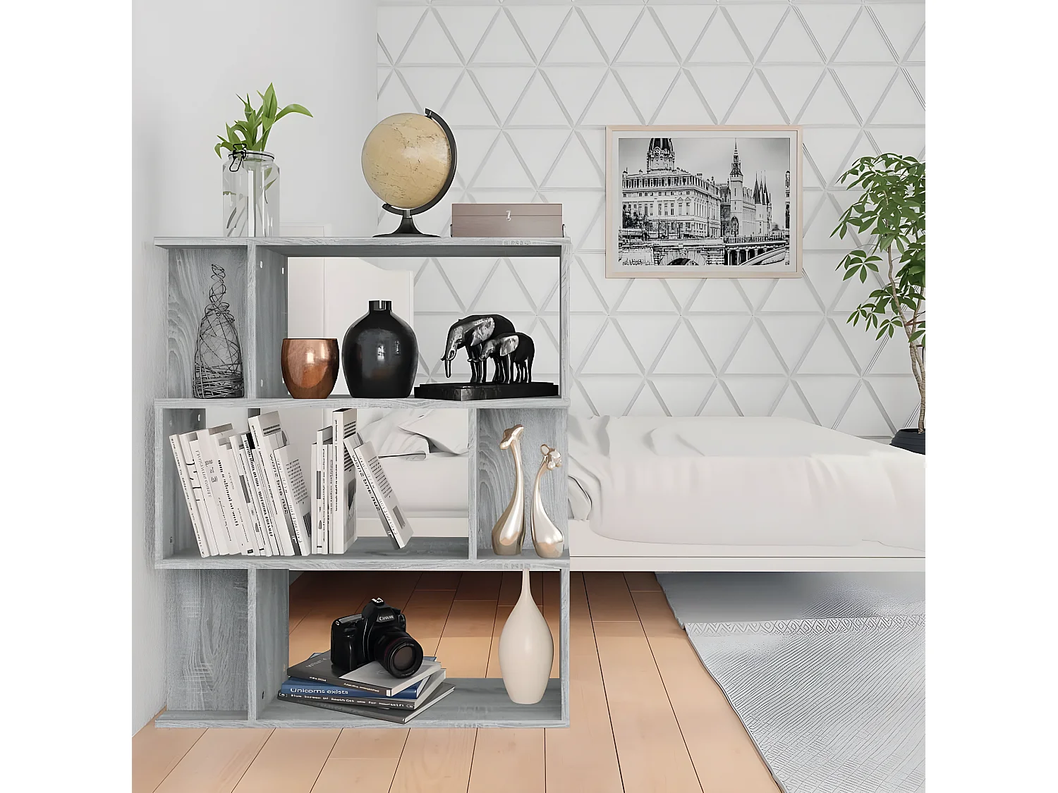 Bibliothèque/Cloison Sonoma gris 80x24x96 cm Bois d'ingénierie