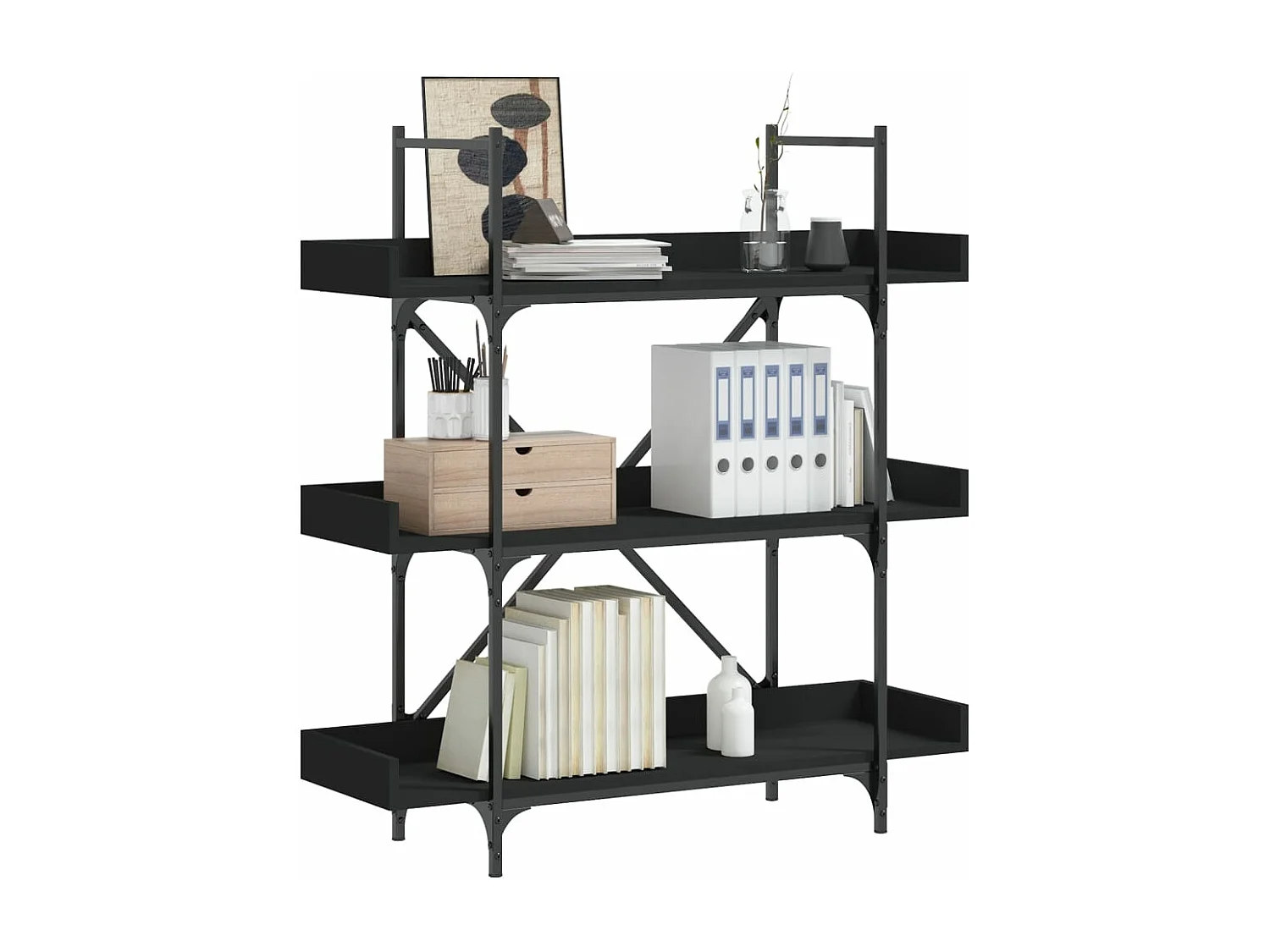 Librería de 3 estantes madera ingeniería negro 100x33x108,5 cm