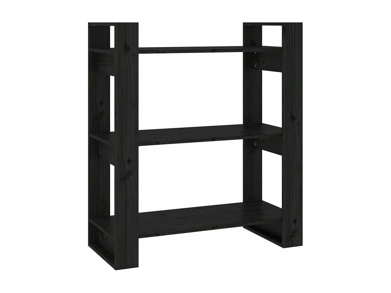 Bibliothèque/Séparateur de pièce Noir 80x35x91 cm Pin solide