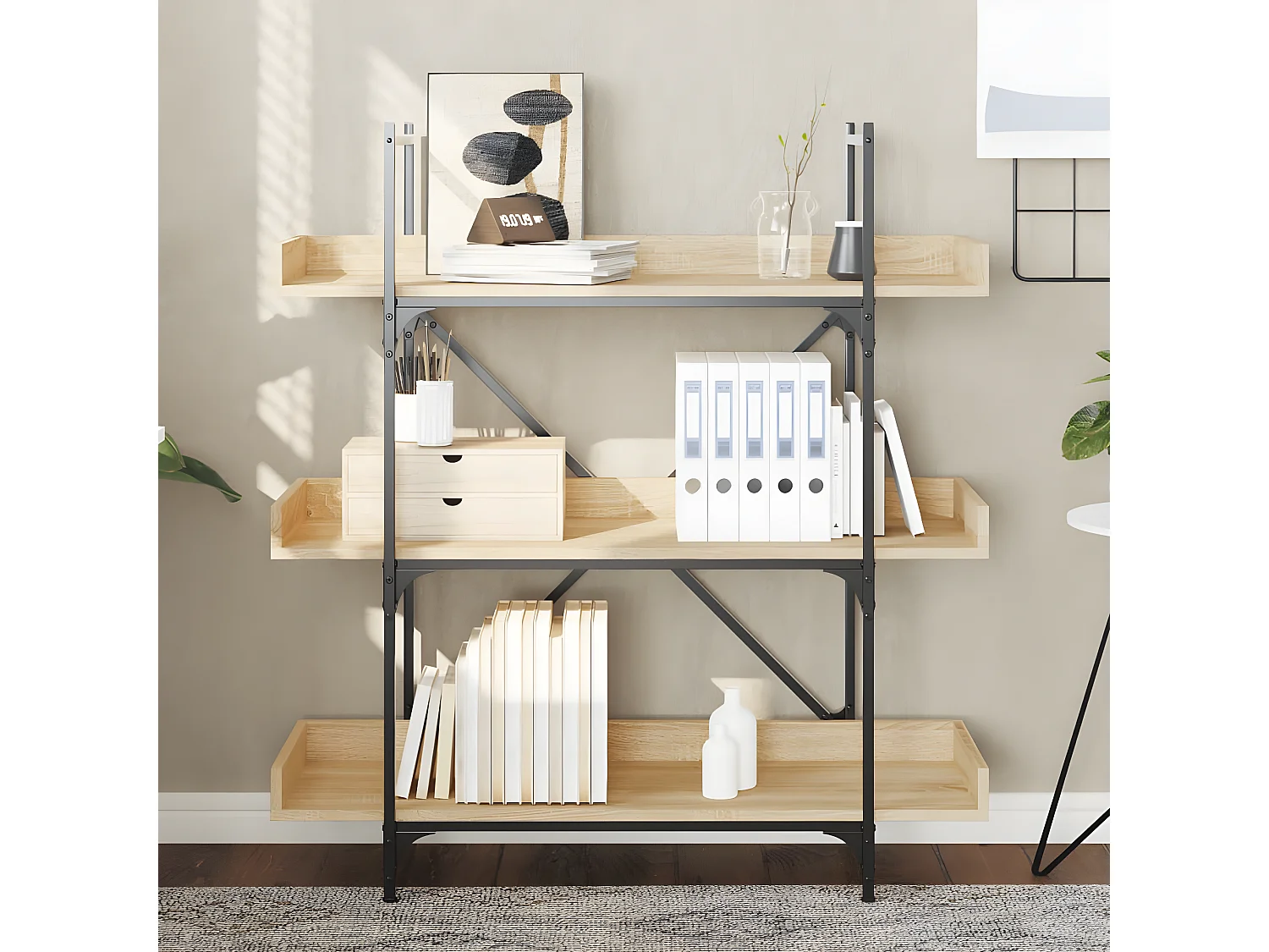 Boekenkast 3-laags 100x33x108,5 cm bewerkt hout sonoma eiken