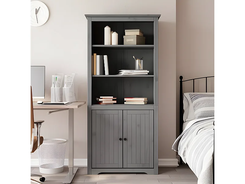 Estante BODO 80x40x172 cm madeira de pinho maciça cinzento