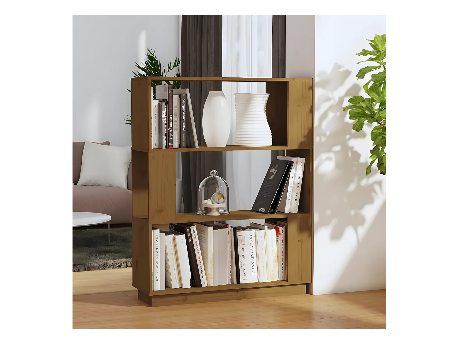 Bibliothèque/Cloison Marron miel 80x25x101 cm Bois massif