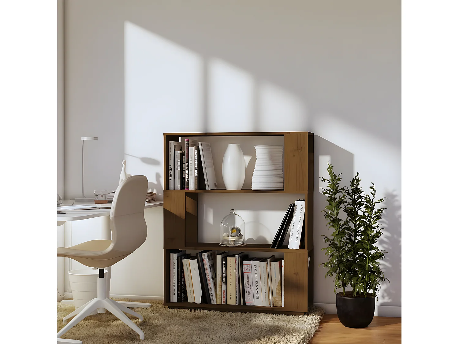 Bibliothèque/Cloison Marron miel 80x25x101 cm Bois massif