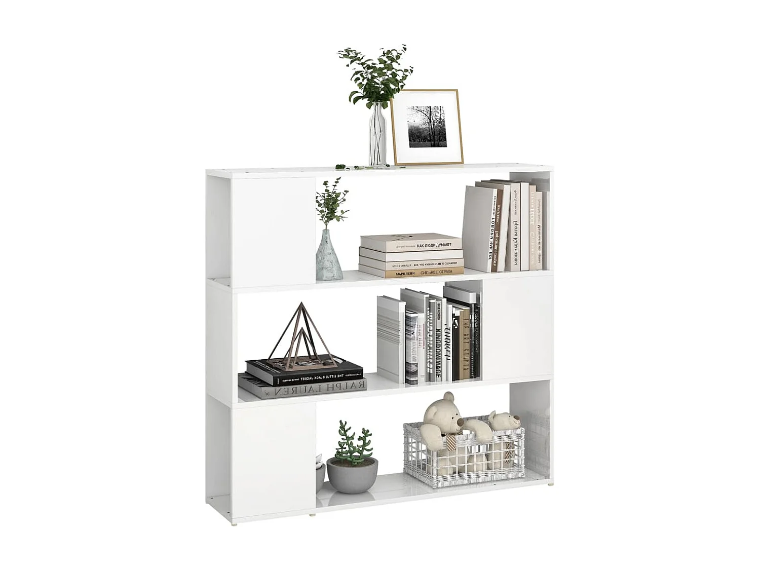 Bibliothèque/Séparateur de pièce Blanc brillant 100x24x94 cm