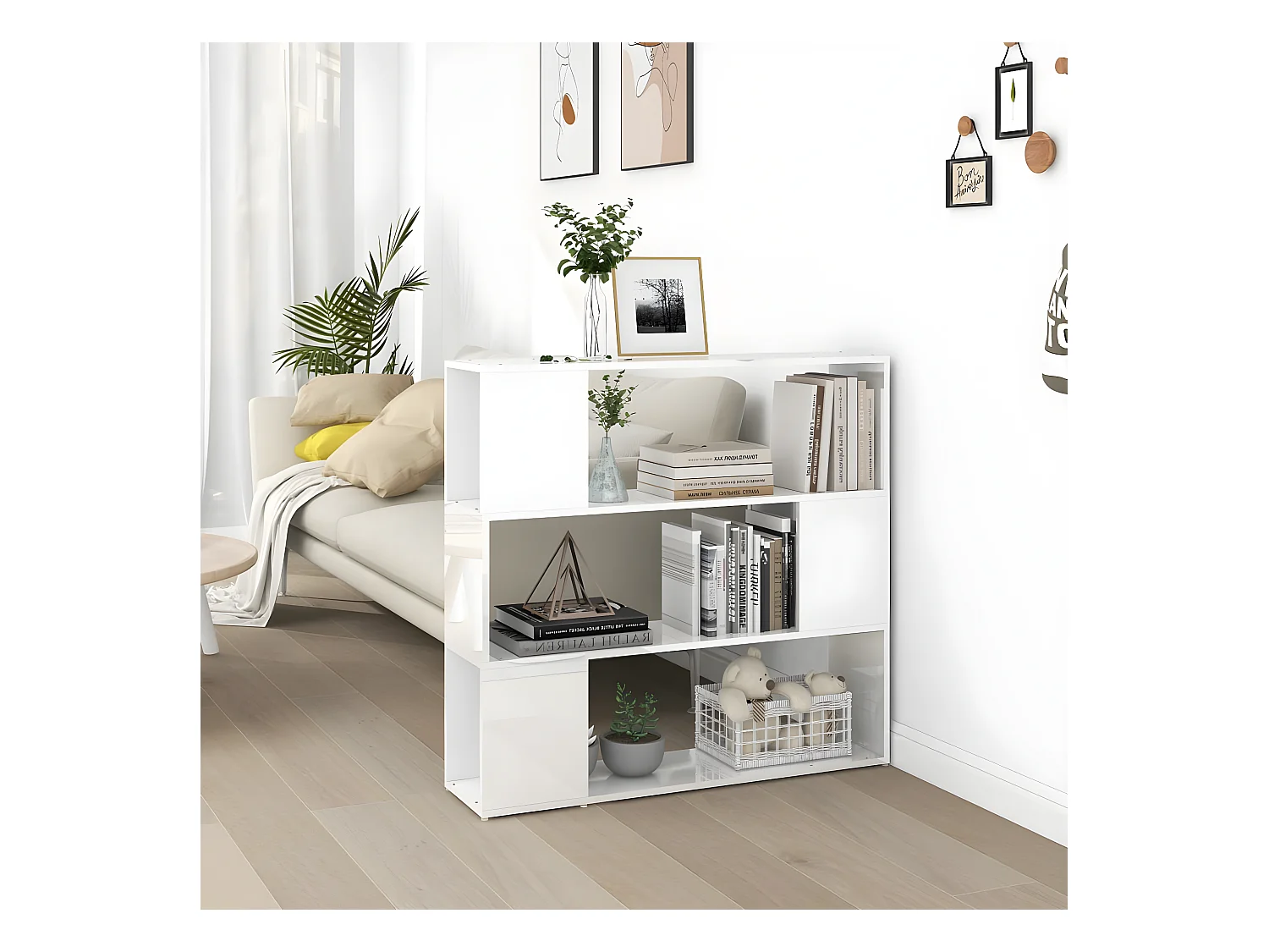 Bibliothèque/Séparateur de pièce Blanc brillant 100x24x94 cm