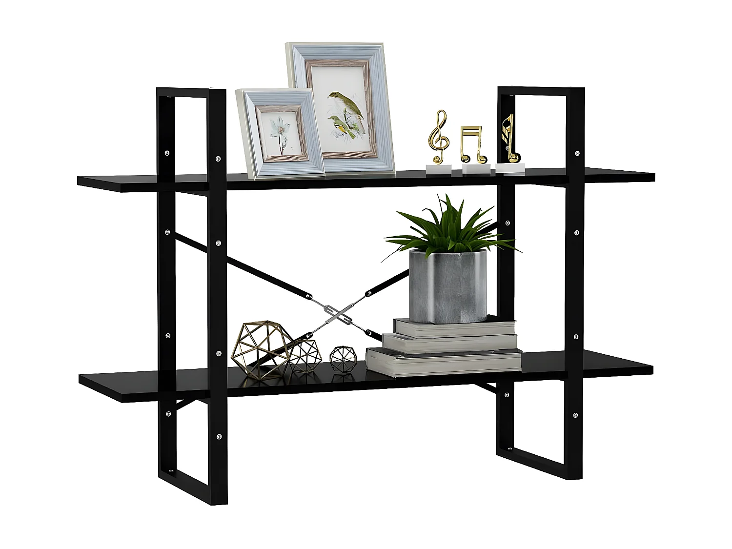 Bibliothèque à 2 niveaux Noir 100x30x70 cm Aggloméré