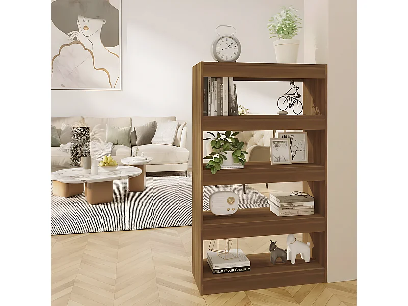 Estantería/divisor madera ingeniería marrón roble 80x30x135 cm