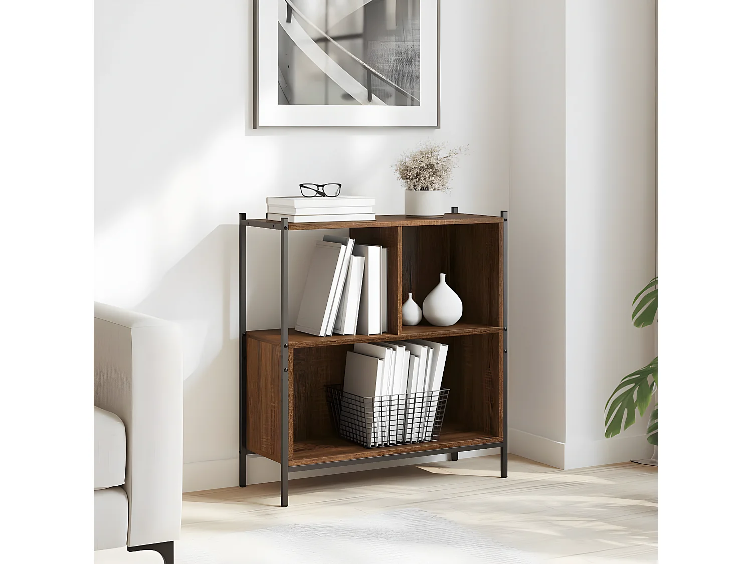 Bibliothèque chêne marron 72x28x77,5 cm bois d'ingénierie