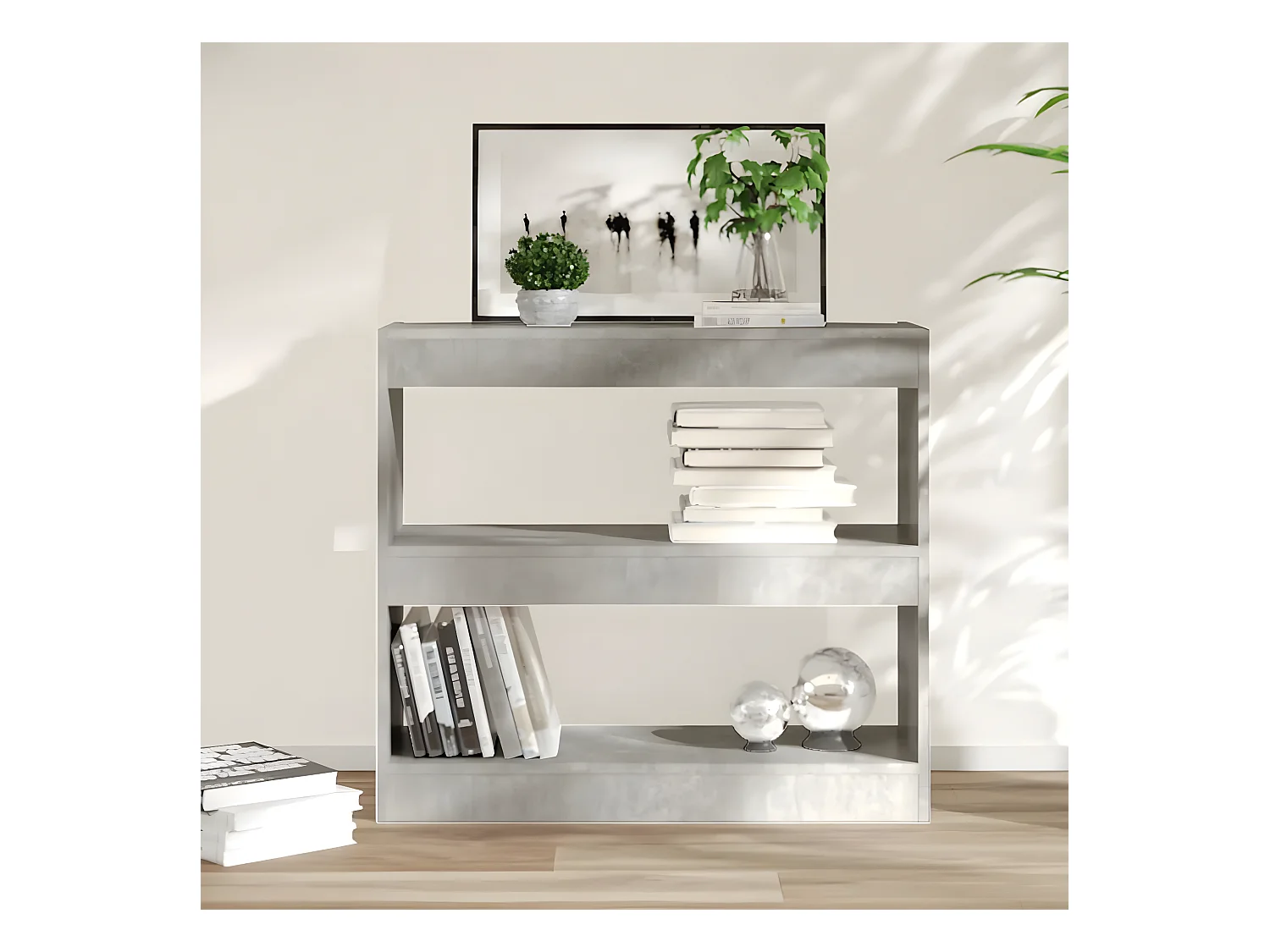 Boekenkast/kamerscherm 80x30x72 cm betongrijs