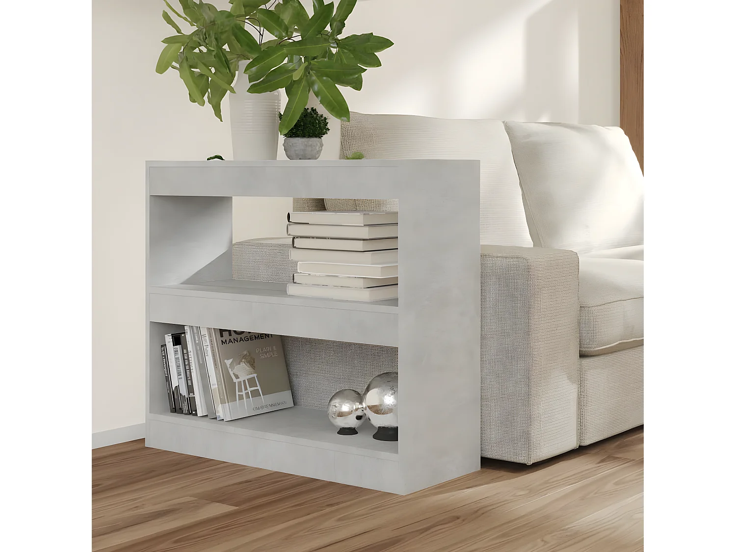 Bibliothèque/Séparateur de pièce Gris béton 80x30x72 cm