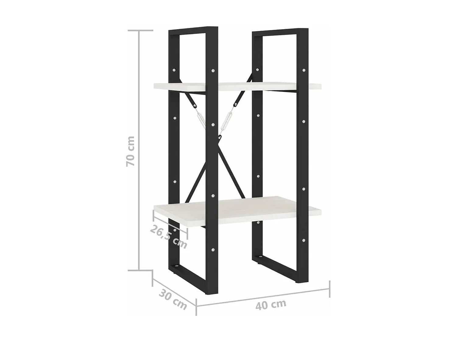 Bibliothèque à 2 niveaux Blanc 40x30x70 cm Bois de pin massif