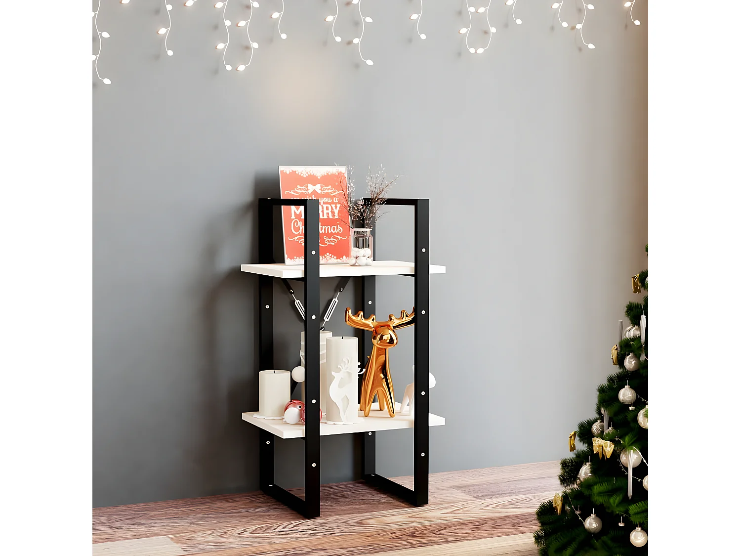 Bibliothèque à 2 niveaux Blanc 40x30x70 cm Bois de pin massif