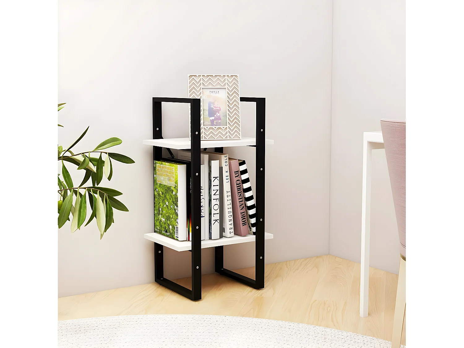 Bibliothèque à 2 niveaux Blanc 40x30x70 cm Bois de pin massif