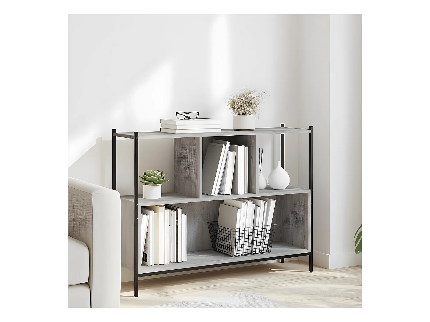 Bibliothèque sonoma gris 102x28x77,5 cm bois d'ingénierie