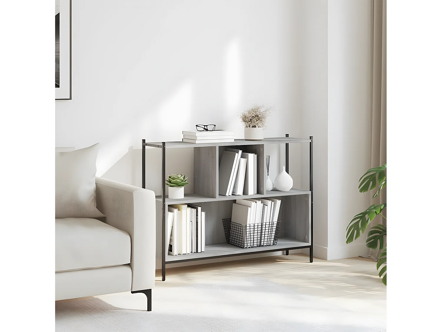 Bibliothèque sonoma gris 102x28x77,5 cm bois d'ingénierie