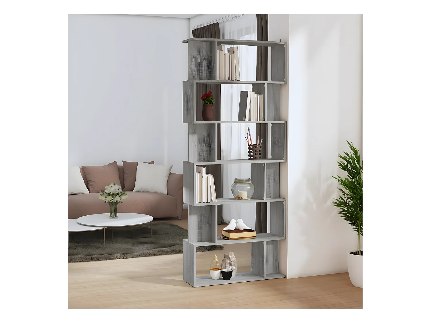 Bibliothèque/Cloison Sonoma gris 80x24x192 cm Bois d'ingénierie