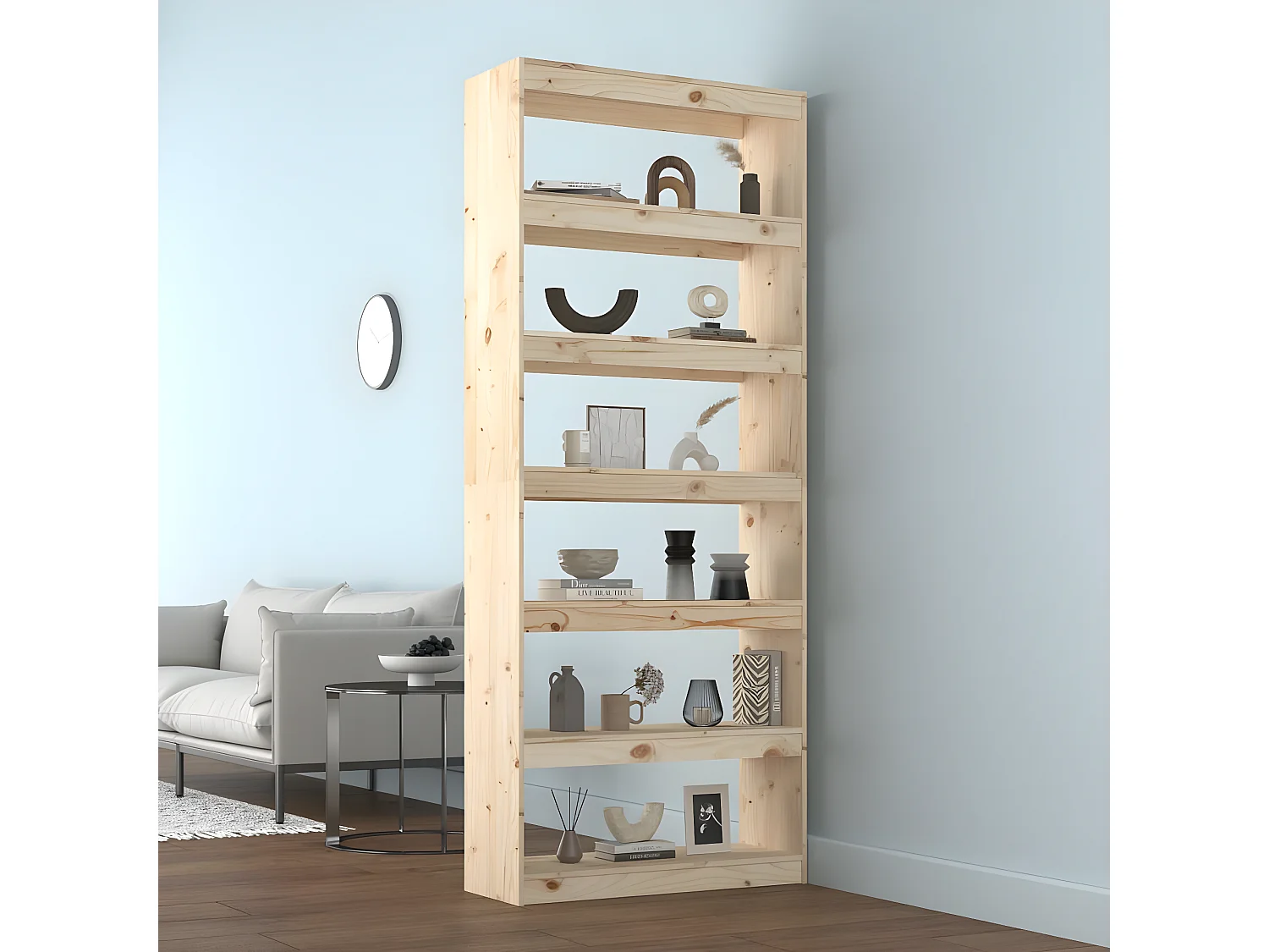 Bibliothèque/Séparateur de pièce 80x30x199,5 cm Pin massif