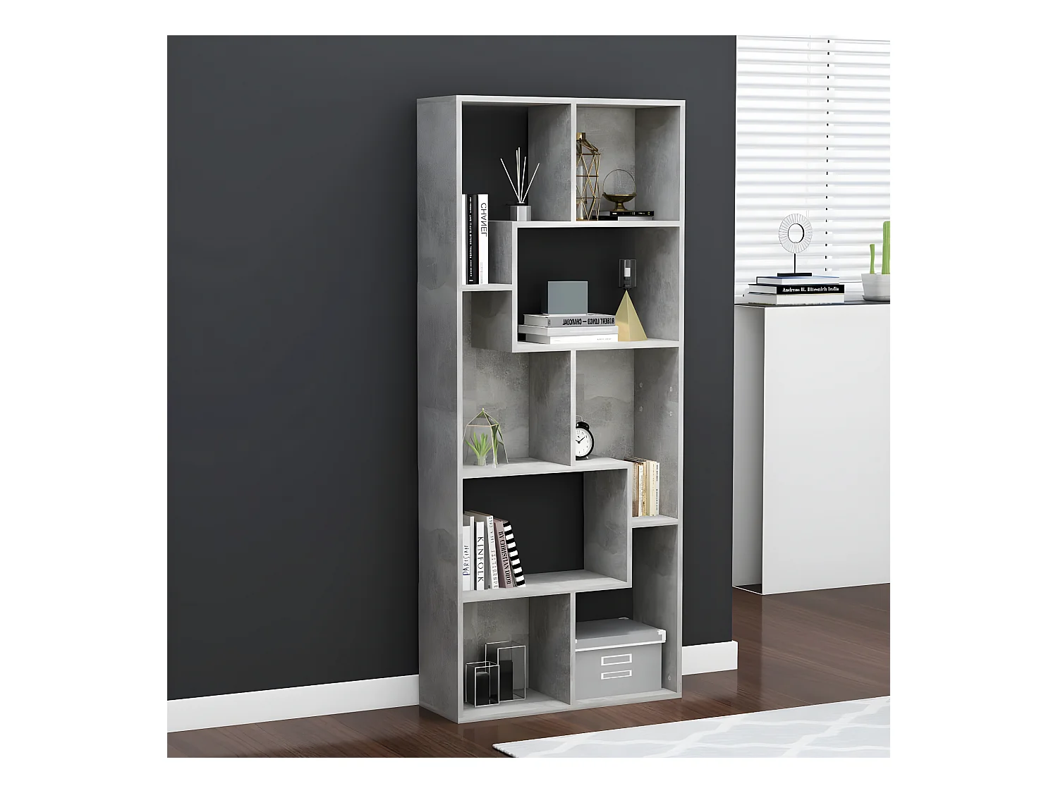 Bibliothèque Gris béton 67x24x161 cm Aggloméré