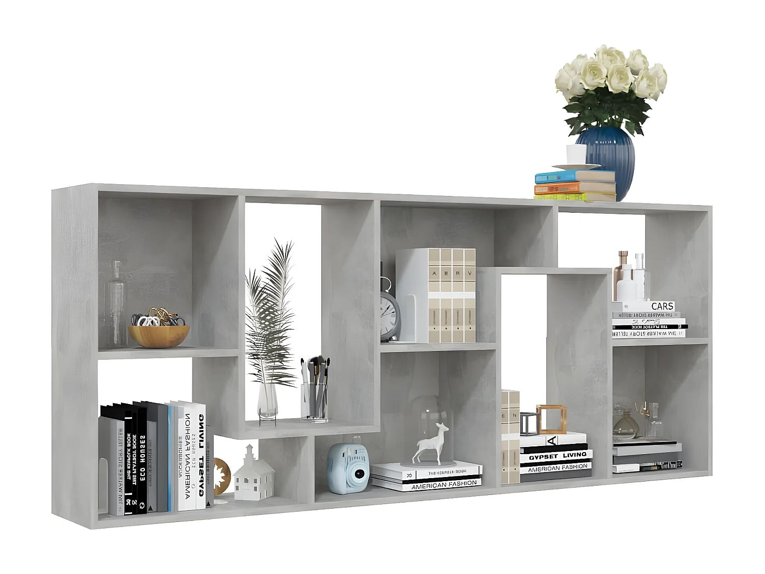 Bibliothèque Gris béton 67x24x161 cm Aggloméré