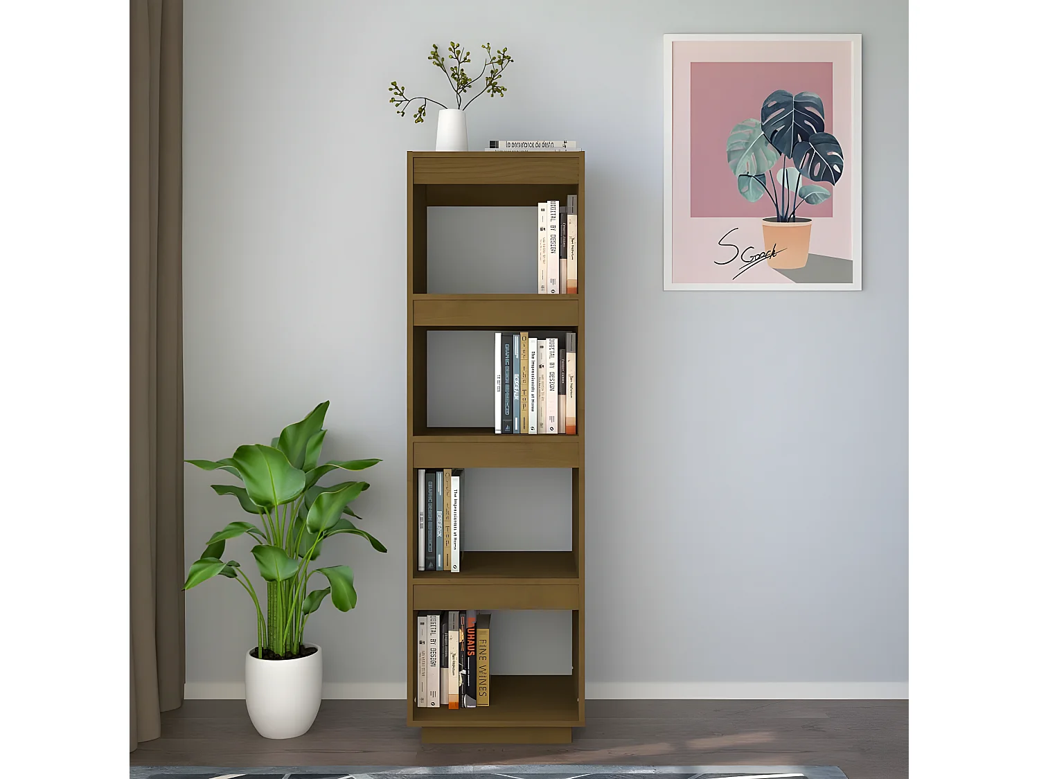 Bibliothèque/Séparateur de pièce Marron miel 40x35x135 cm Pin