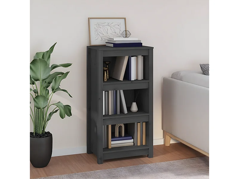 Boekenkast 50x35x97 cm massief grenenhout grijs