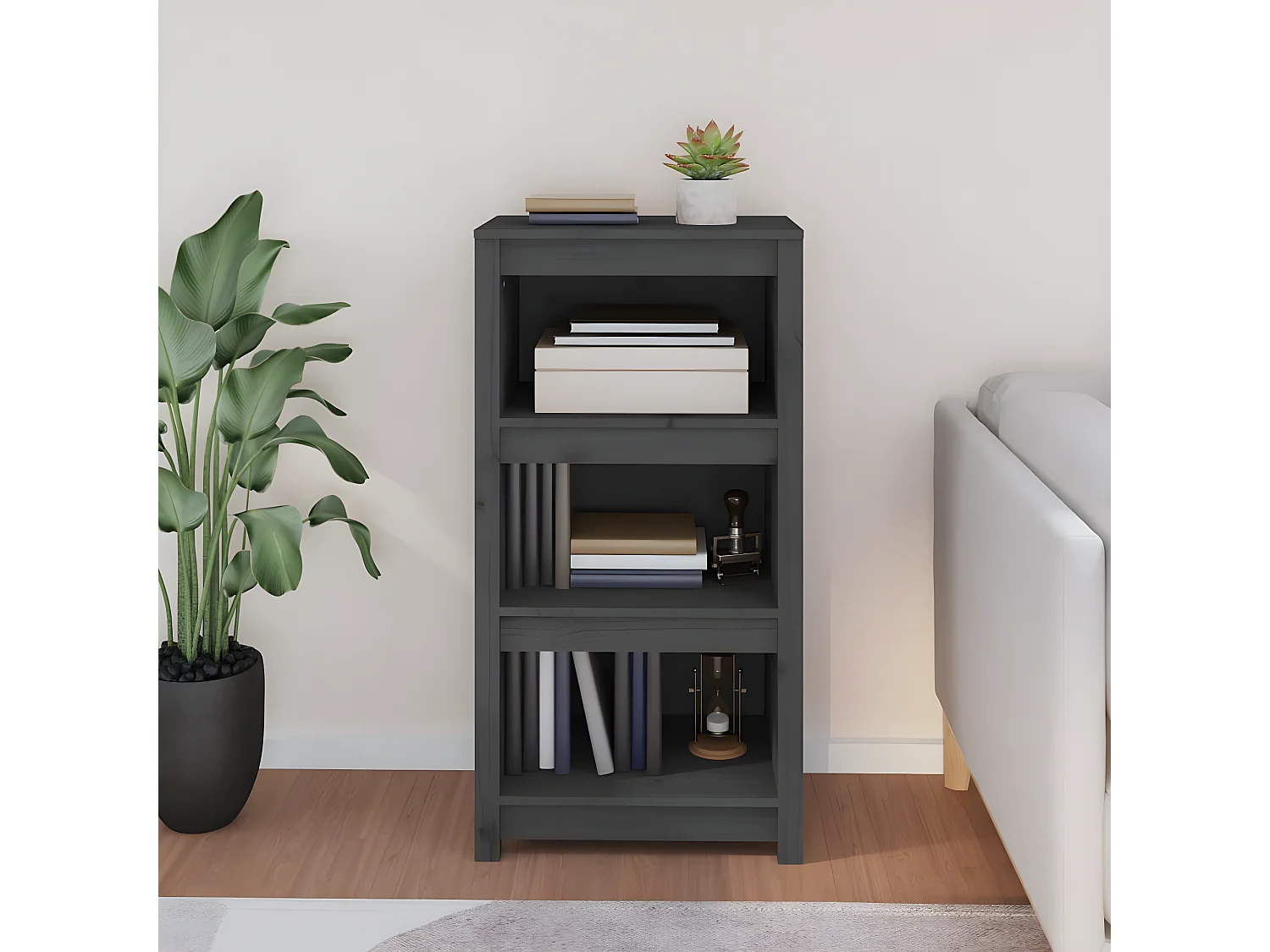 Bibliothèque Gris 50x35x97 cm Bois de pin massif