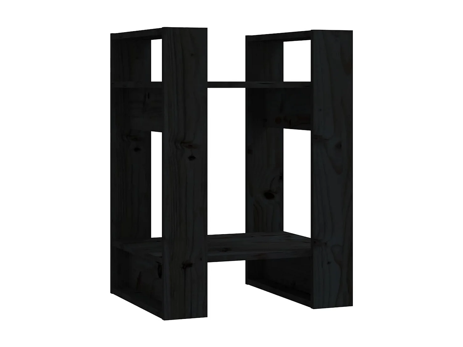 Bibliothèque/Séparateur de pièce Noir 41x35x57 cm Pin solide