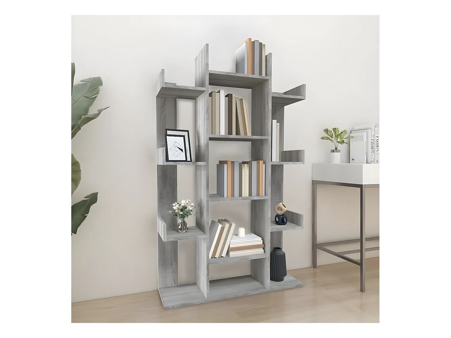 Bibliothèque Sonoma gris 86x25,5x140 cm Bois d'ingénierie