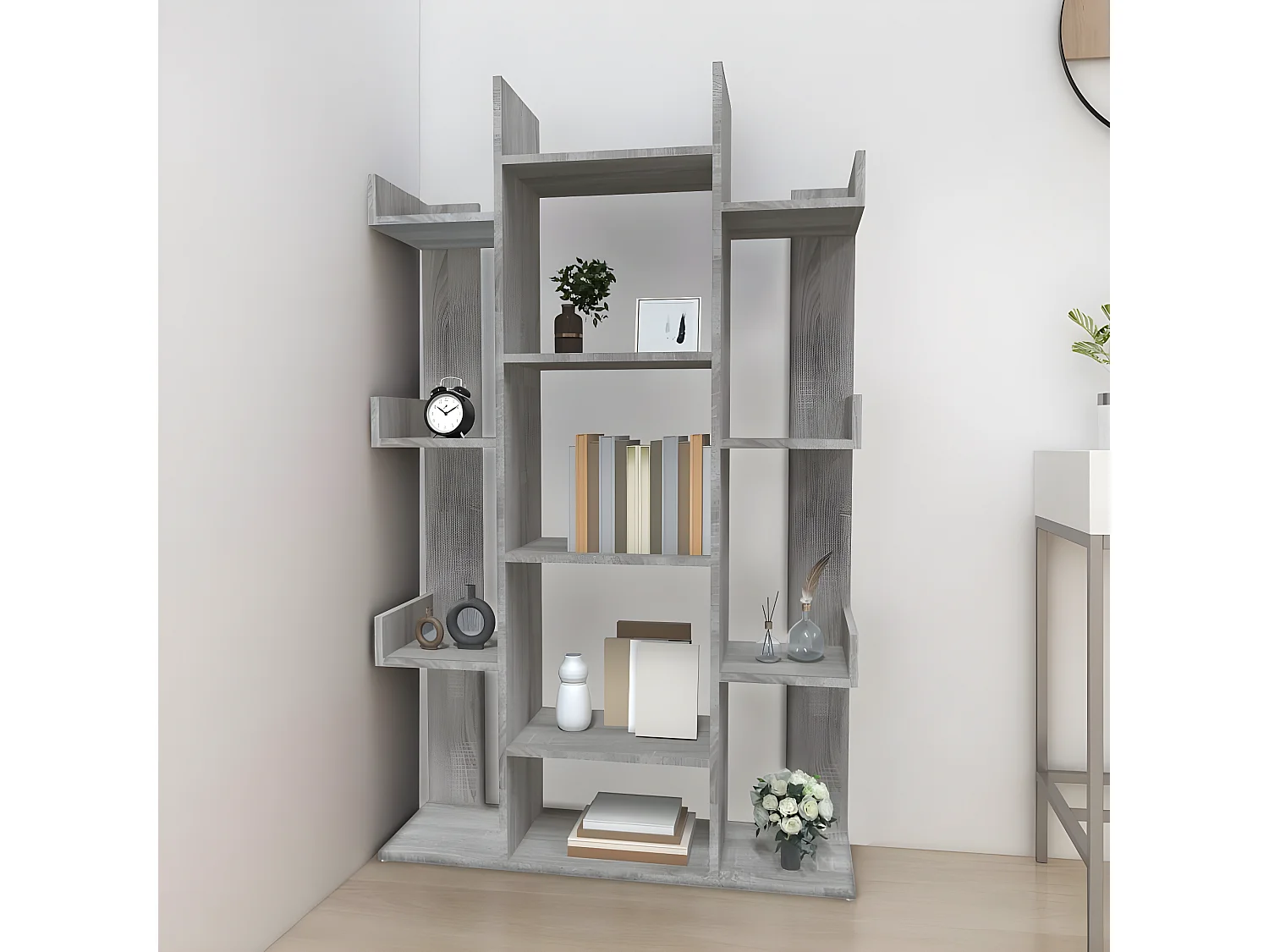 Bibliothèque Sonoma gris 86x25,5x140 cm Bois d'ingénierie