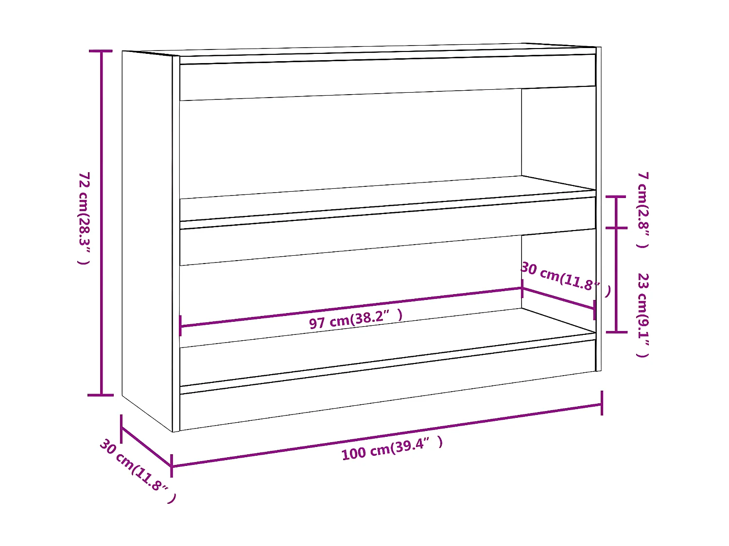 Bibliothèque/Séparateur de pièce Blanc 100x30x72 cm